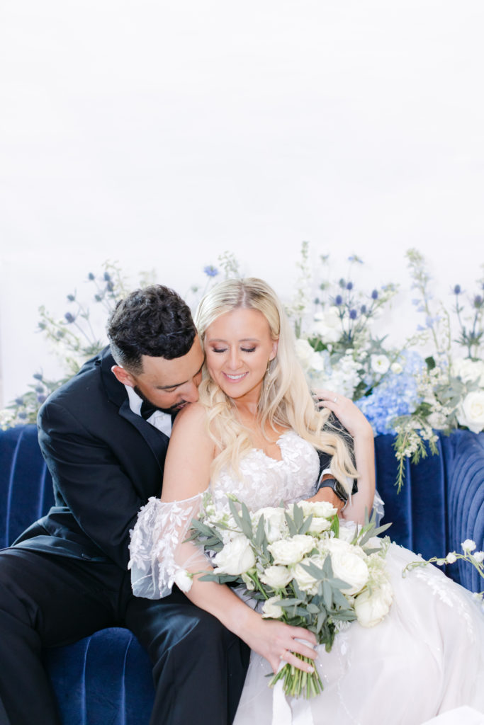 blue wedding florals