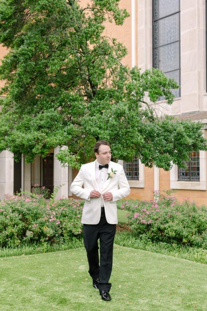 Groom portraits at St Henry Catholic Church in Nashville, TN
