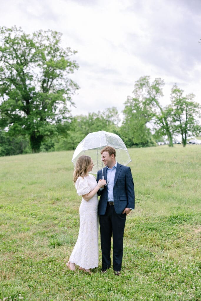 Intimate close portrait of engaged couple during Nashville Tennessee spring engagement session