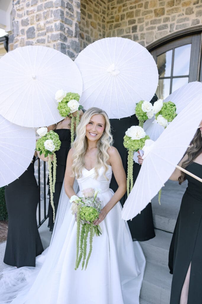 getting ready photos of the bride from A Fall Wedding at The Venue at Birchwood in Spring Hill, TN with her gorgeous bouquet by Larson Floral Design Co