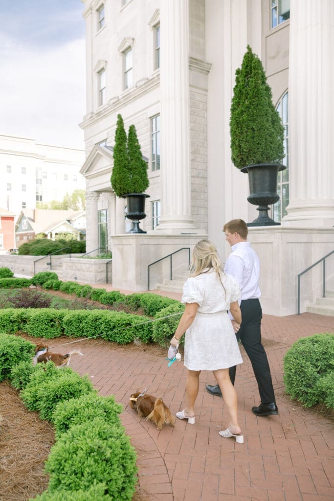 Katie and Matt sharing a quiet moment on Belmont University campus during their Nashville engagement session