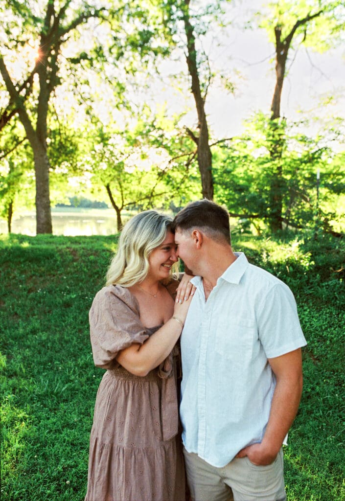 Romantic engagement portraits at Harlinsdale Farm Franklin TN on 35mm film