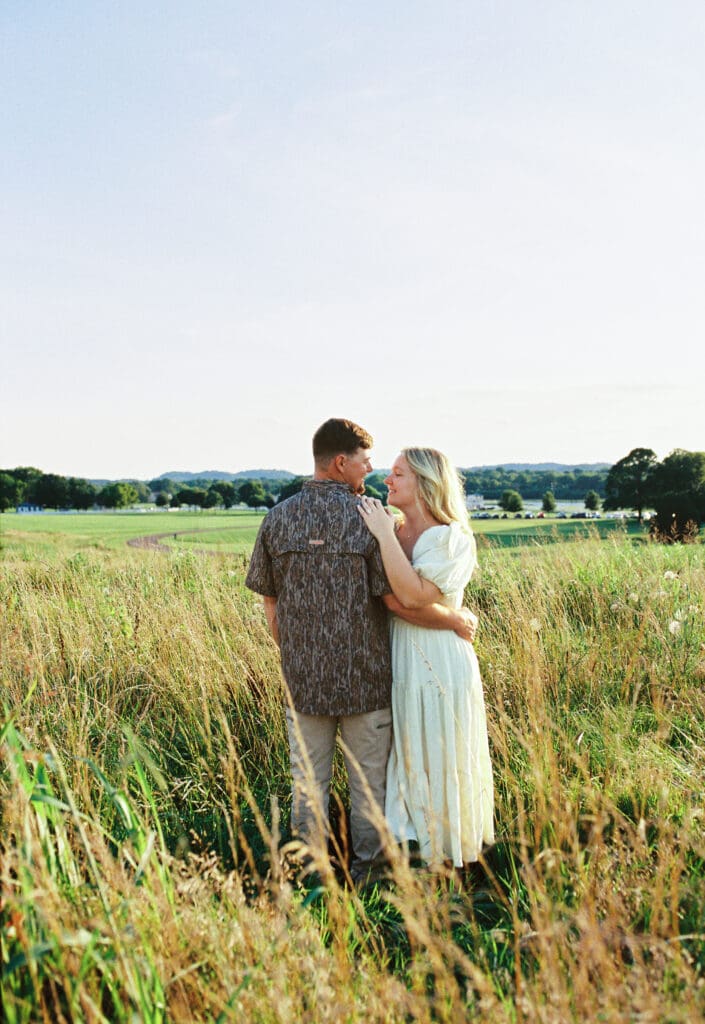 Sunset engagement session Harlinsdale Farm Williamson County on film
