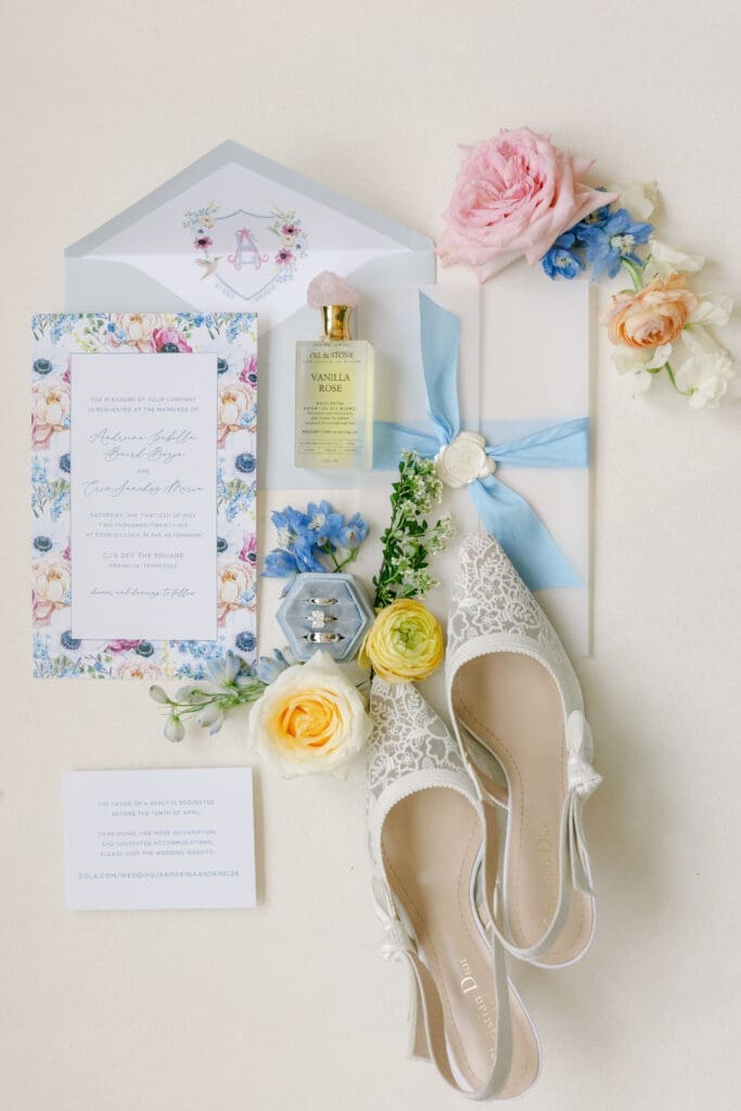 Franklin TN custom wedding invitation suite by With the Write Impression