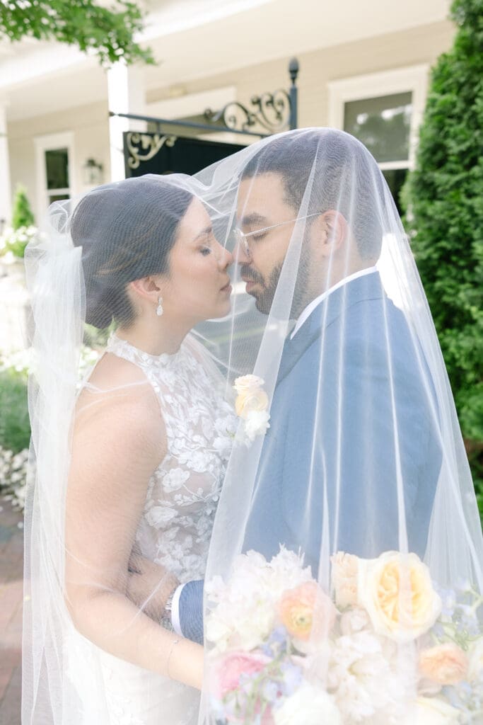 bride and groom portraits in downtown franklin, tn
