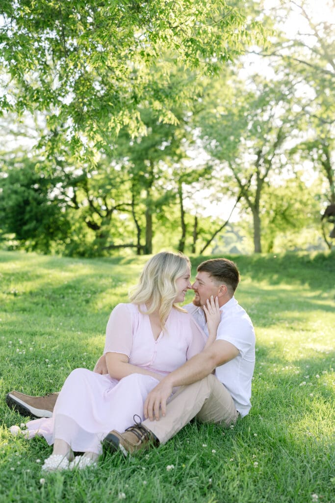 Golden hour engagement portraits Harlinsdale Farm Franklin TN
