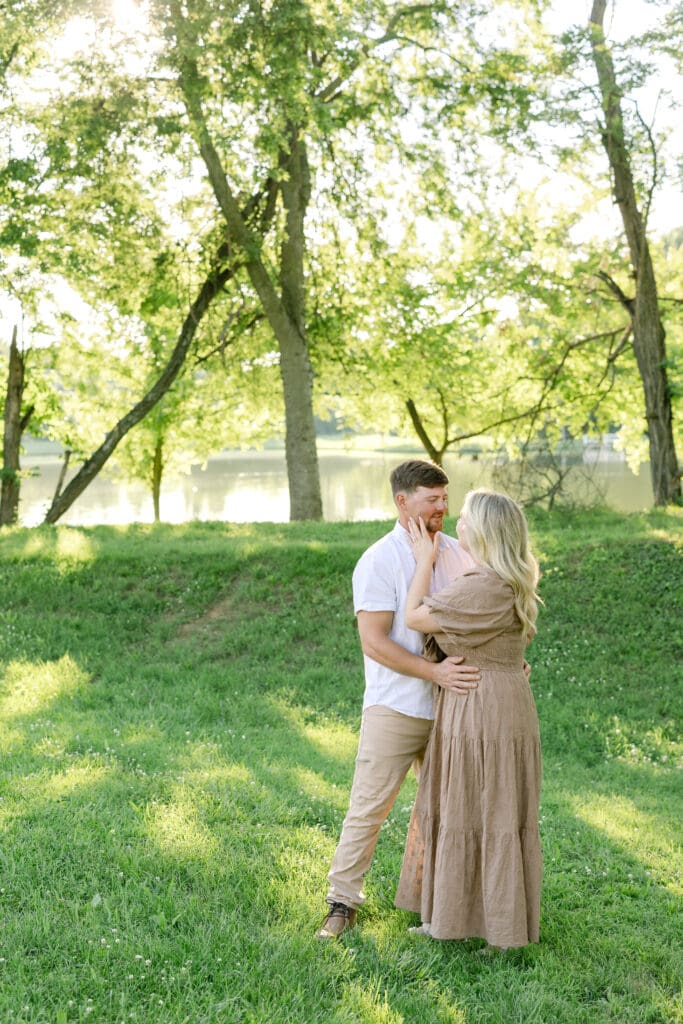 Golden hour engagement portraits Harlinsdale Farm Franklin TN