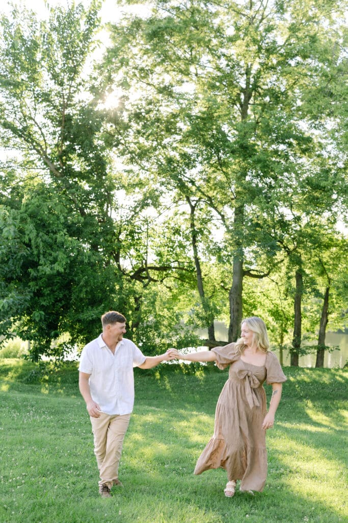 Playful engagement portraits Harlinsdale Farm Franklin TN