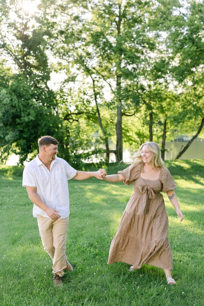 Playful engagement portraits Harlinsdale Farm Franklin TN