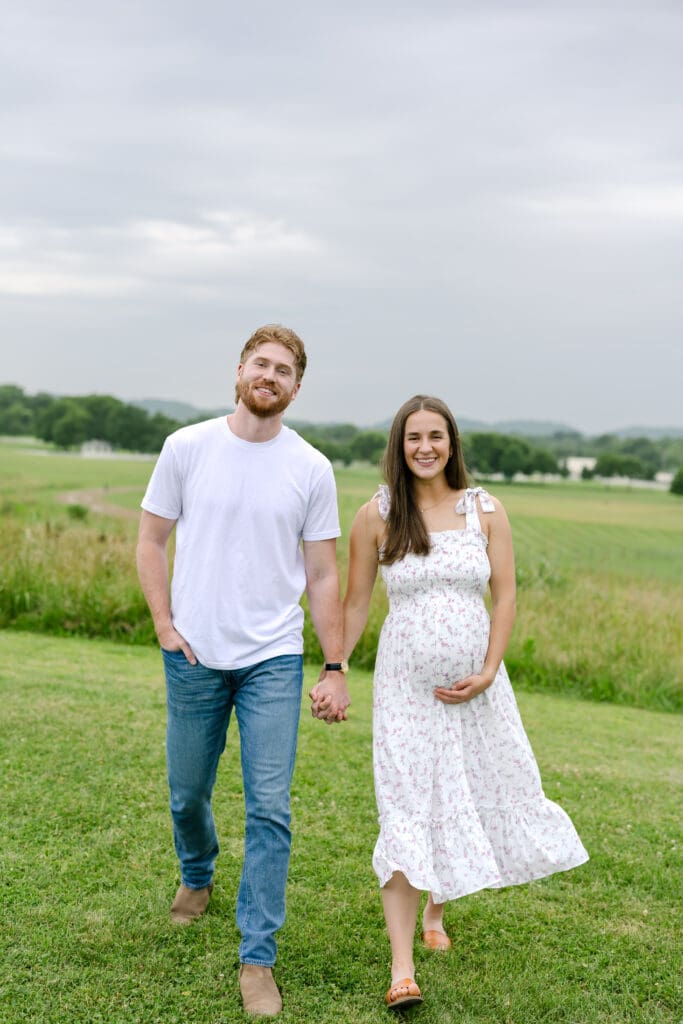 parents to be sharing a beautiful moment at their maternity session at harlinsdale farm
