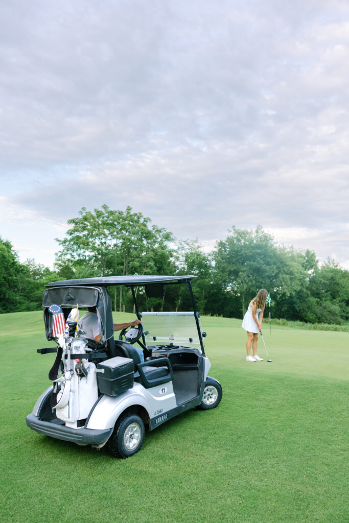 golf course engagement photos