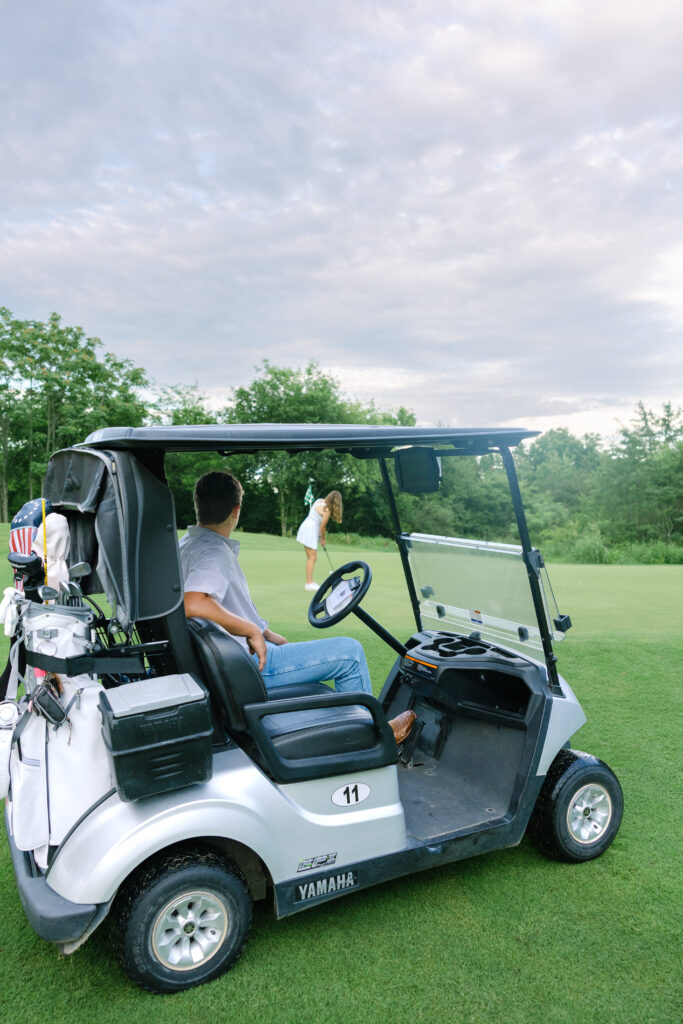 golf course engagement photos