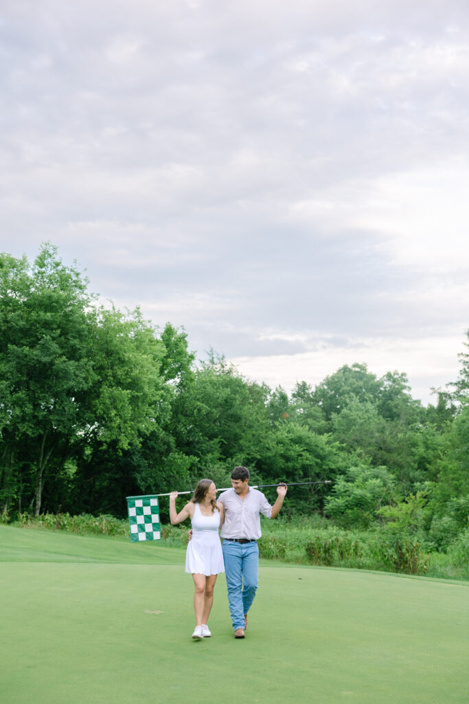 golf course engagement photos