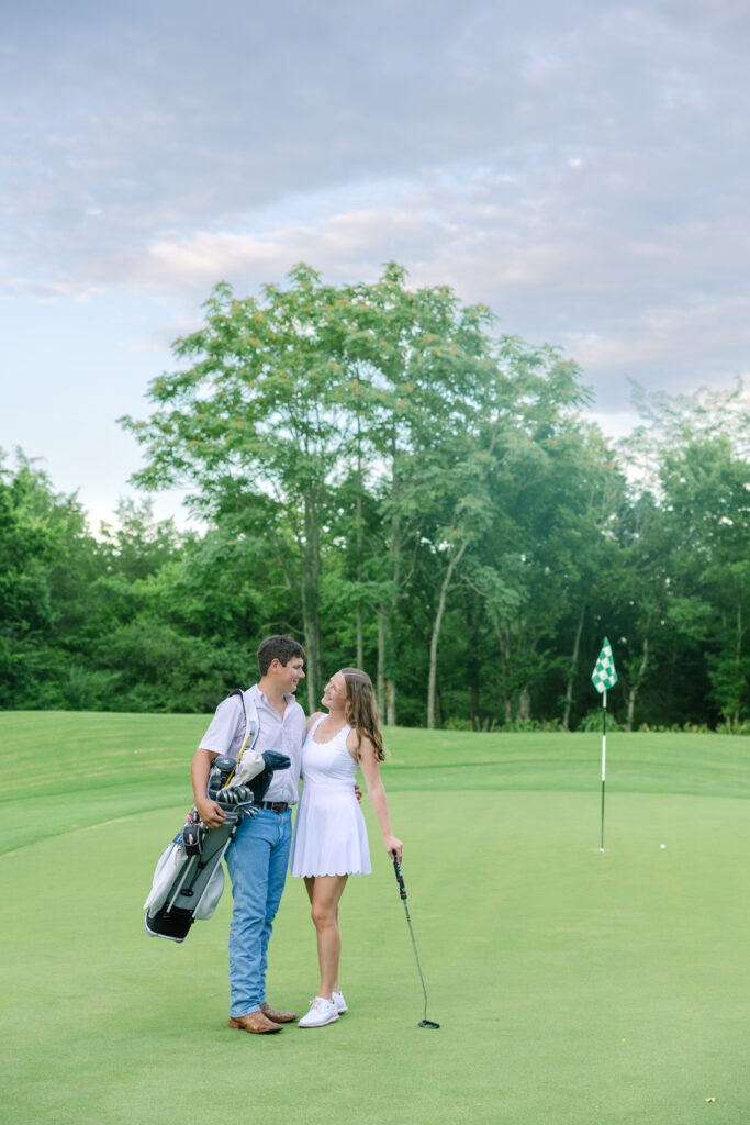 golf course engagement photos