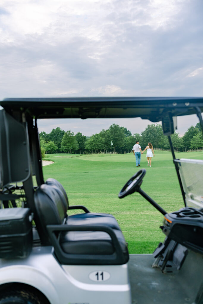 golf course engagement photos