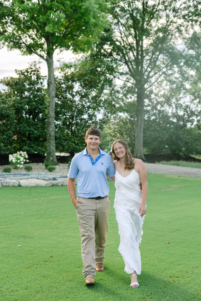 champions run golf course engagement photos