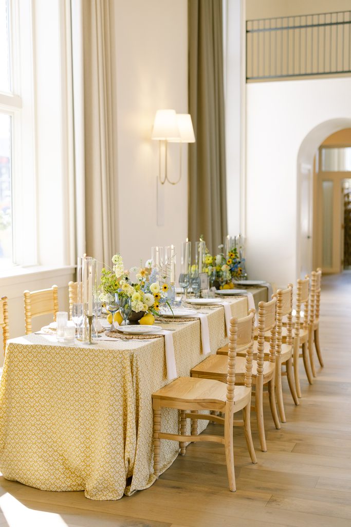 Elegant place setting with luxury event rentals for a Nashville styled wedding shoot